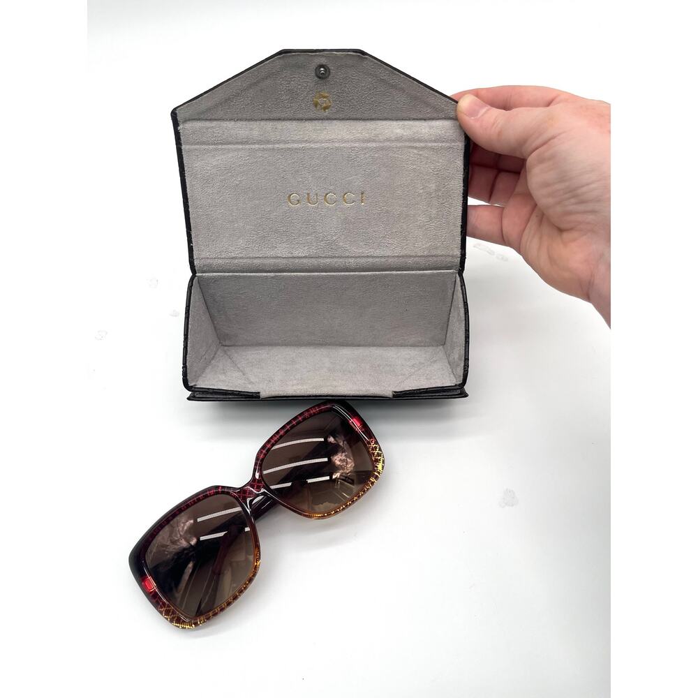 GUCCI Vintage Sunglasses, Case Included, Transparent Illusion Diamond Print - Picture 7 of 11